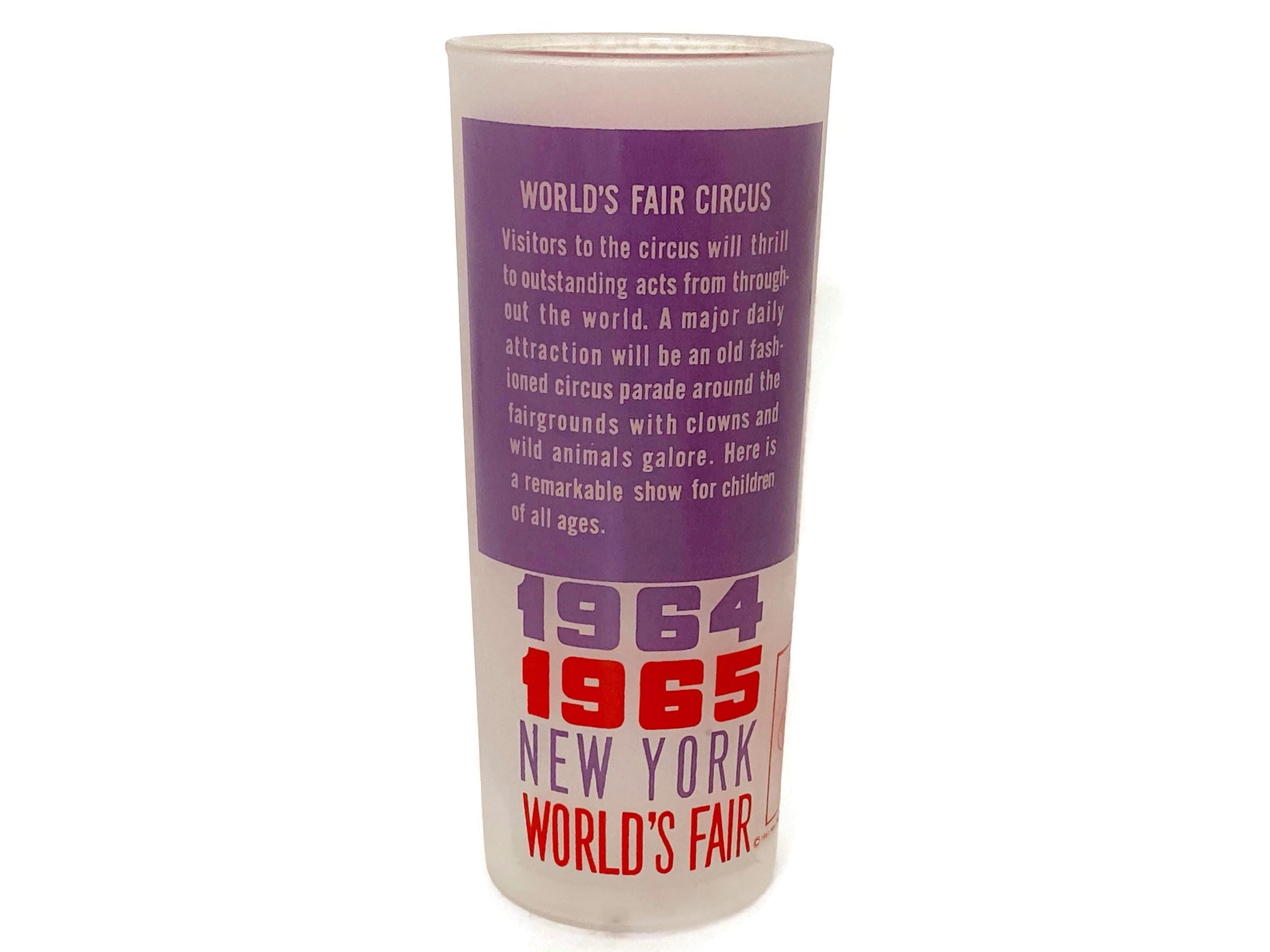 Midcentury 1964 1965 New York World's Fair Glass Tumbler, Queens NY Souvenir at Duckwells