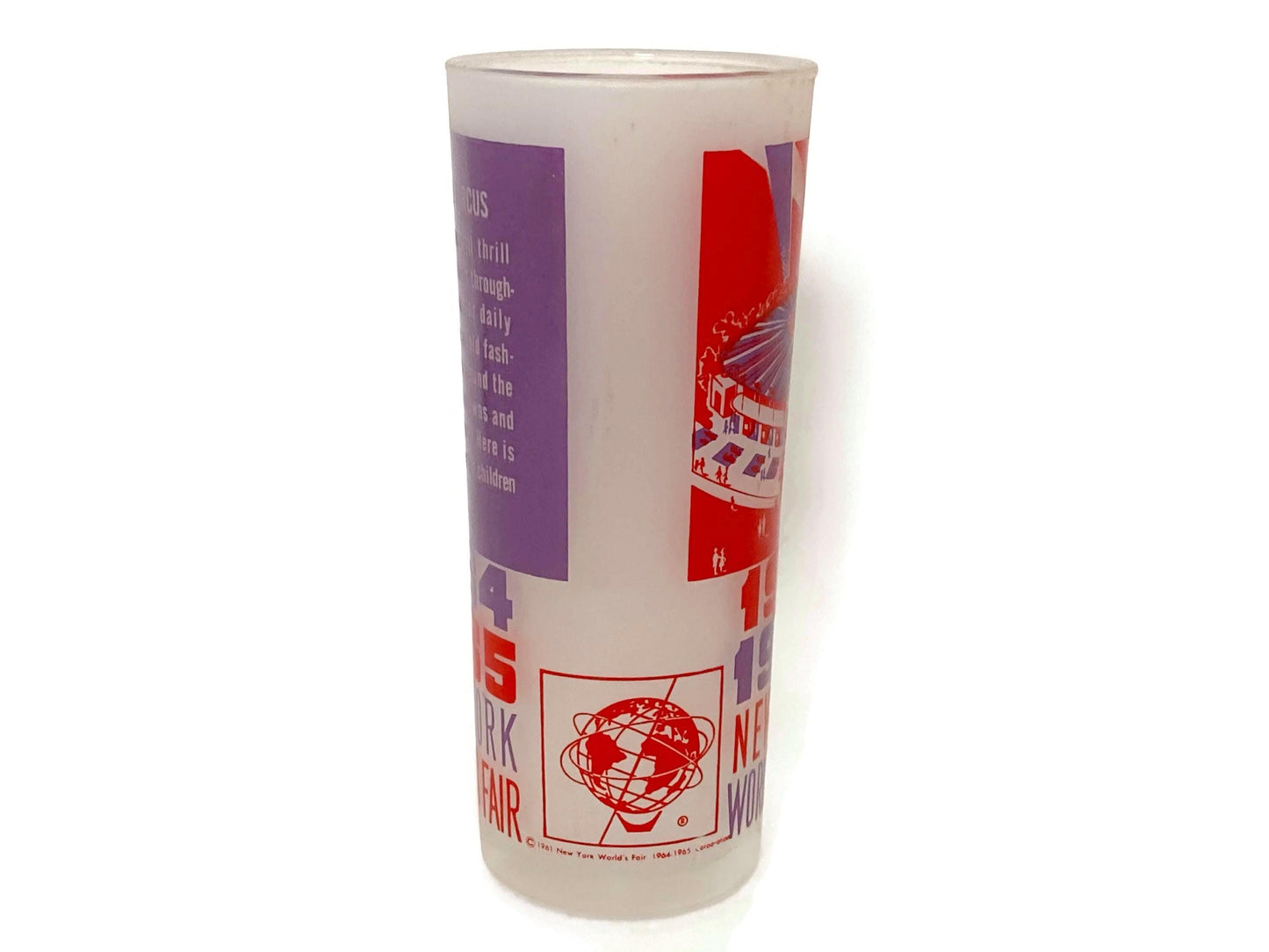 Midcentury 1964 1965 New York World's Fair Glass Tumbler, Queens NY Souvenir at Duckwells