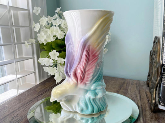 Midcentury Ceramic Wall Pocket Vase with Bird