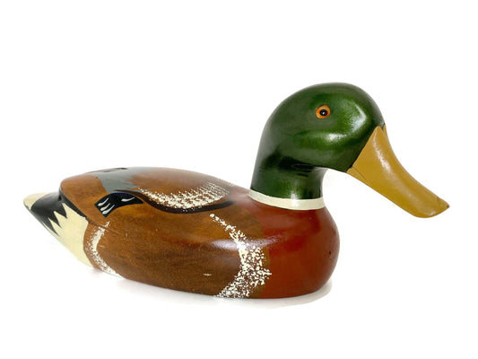Vintage Wood Duck Decoy, Hand Painted Collectible Cabin Home Decor