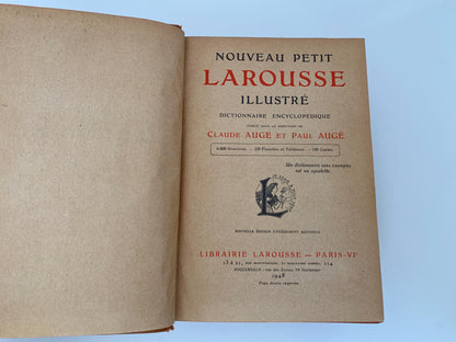 Vintage French Dictionary, Nouveau Petit Larousse Illustre 1948 Edition