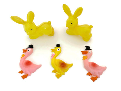 Vintage Cake Toppers, Plastic Bunnies and Ducks