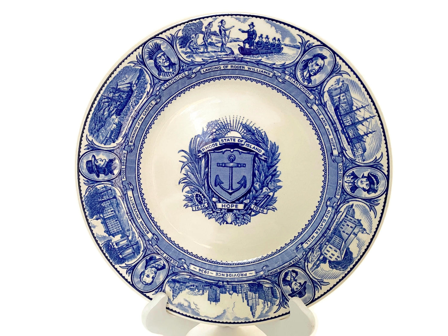 Vintage State of Rhode Island Souvenir Plate by Wedgwood
