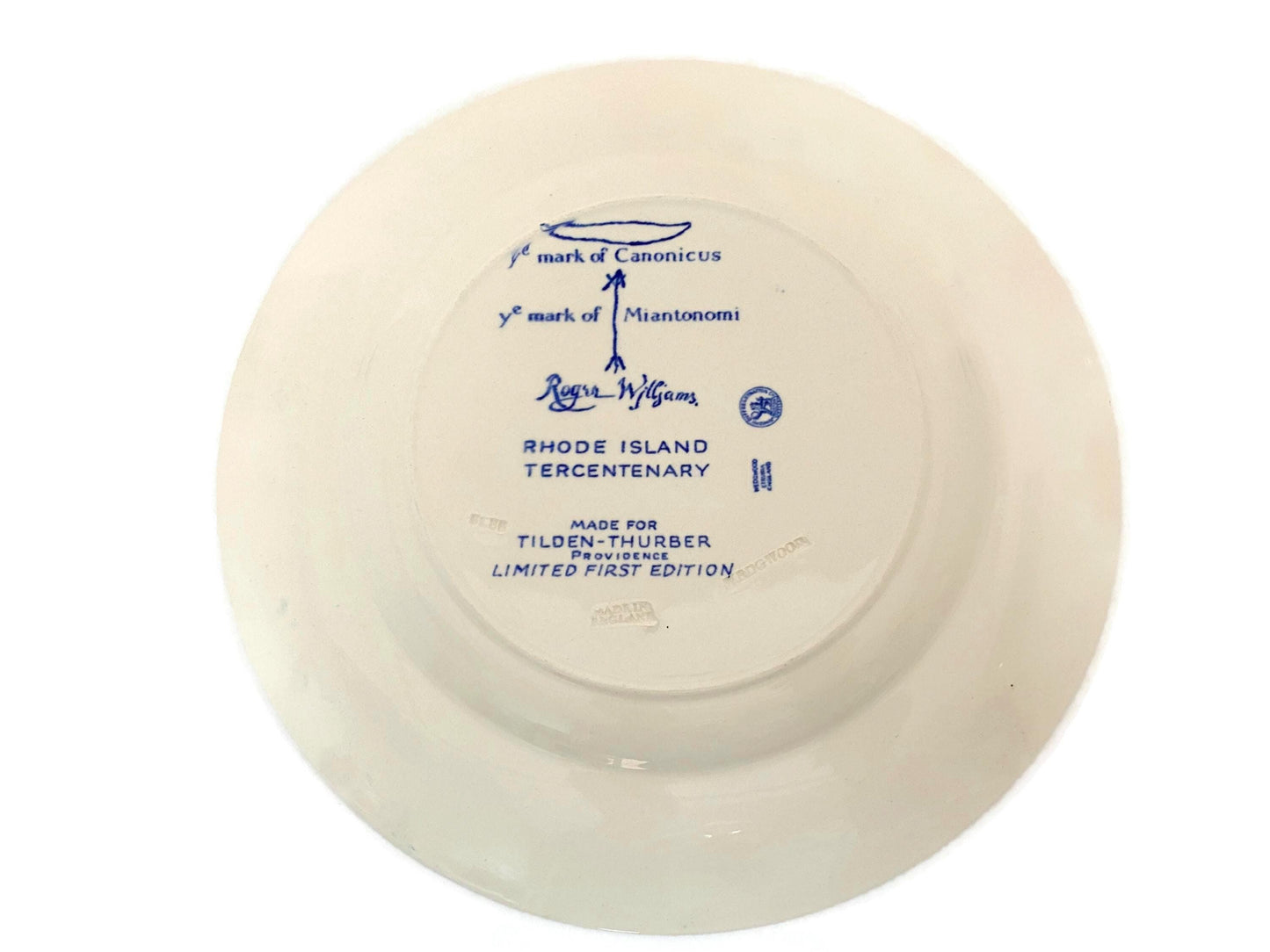 Vintage State of Rhode Island Souvenir Plate by Wedgwood