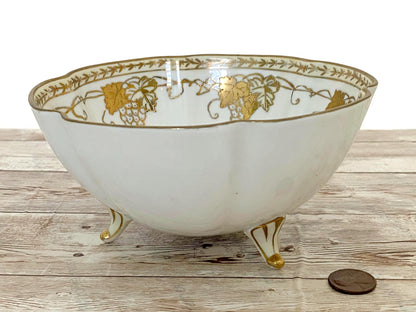 Antique Nippon Bowl with Handpainted Moriage Grapes