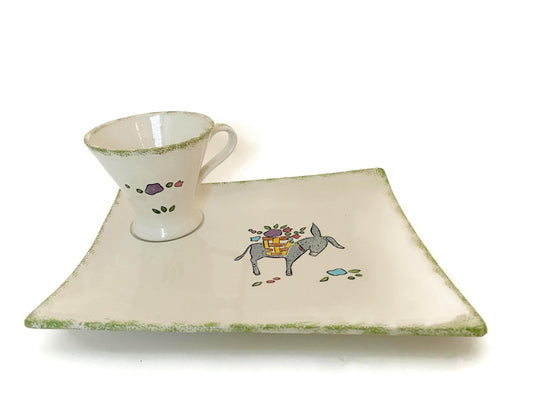 Vintage Pottery Snack Set with Donkey from Capeway Studio at Duckwells