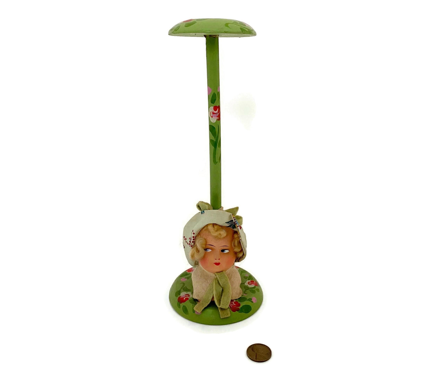 Antique Hat Stand with Composition Girl Head