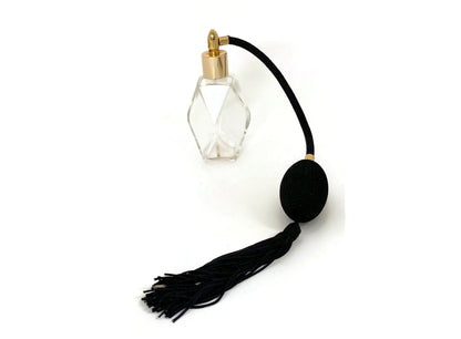 Vintage Glass Perfume Atomizer with Black Tassel