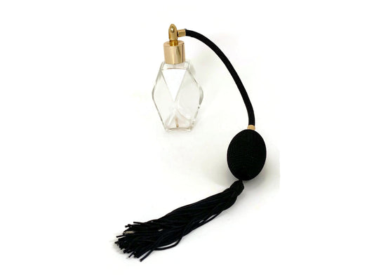 Vintage Glass Perfume Atomizer with Black Tassel