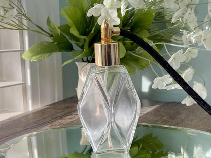 Vintage Glass Perfume Atomizer with Black Tassel