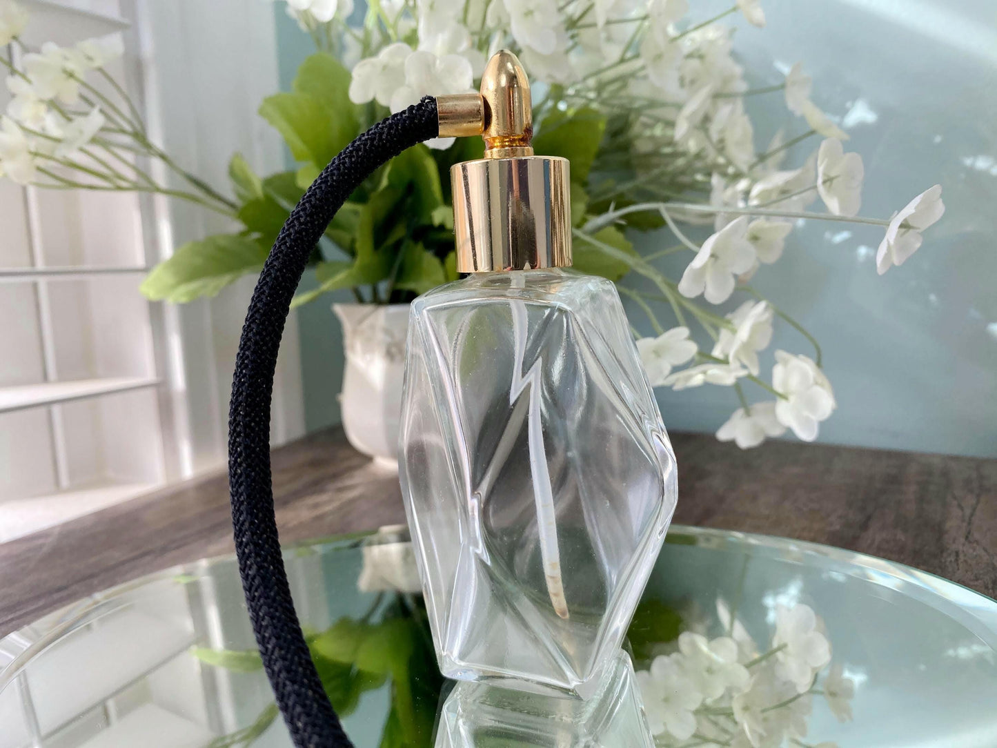 Vintage Glass Perfume Atomizer with Black Tassel