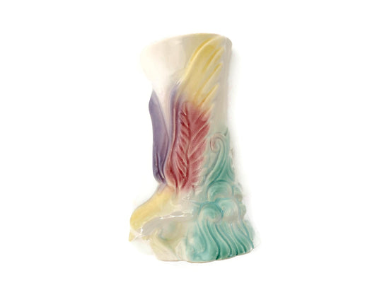 Midcentury Ceramic Wall Pocket Vase with Bird