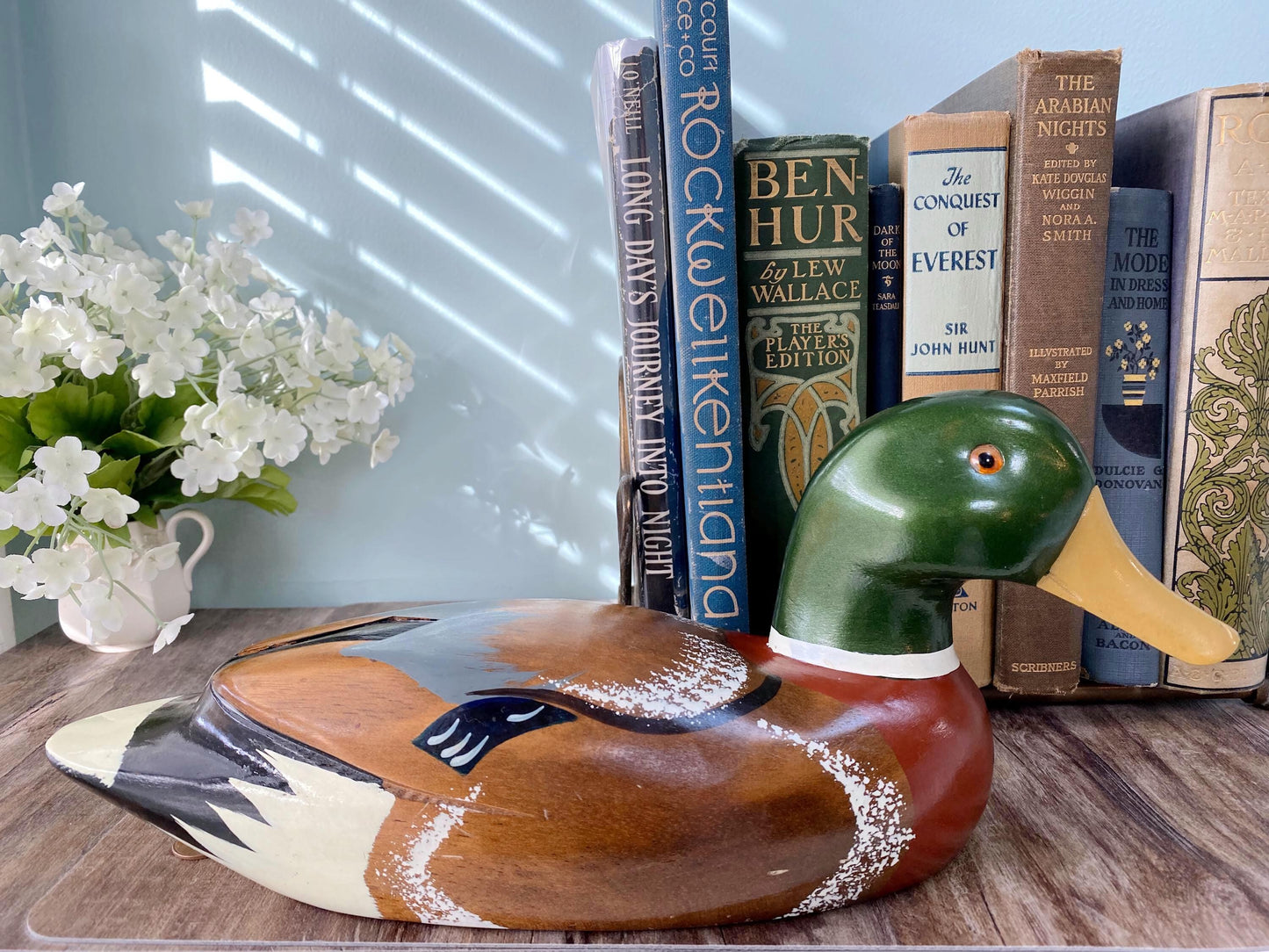 Vintage Wood Duck Decoy, Hand Painted Collectible Cabin Home Decor