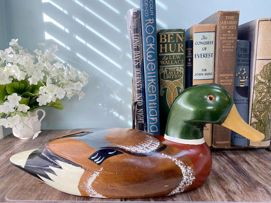 Vintage Wood Duck Decoy, Hand Painted Collectible Cabin Home Decor