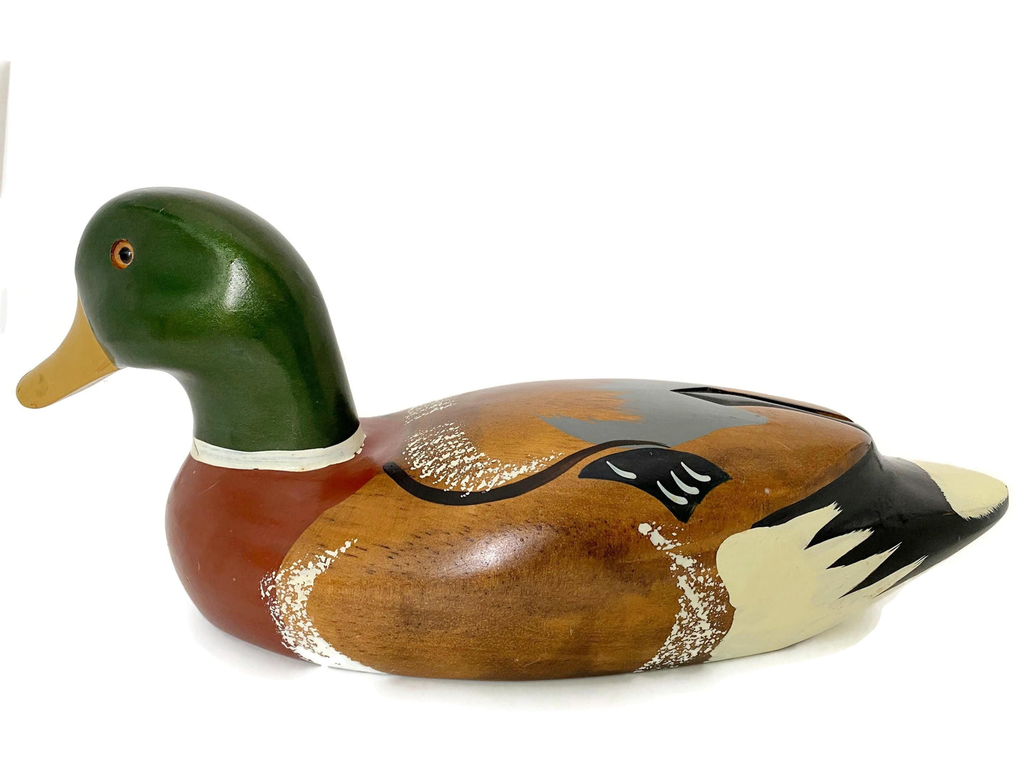 Vintage Wood Duck Decoy, Hand Painted Collectible Cabin Home Decor
