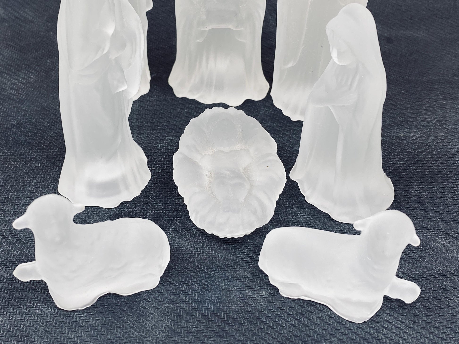 Vintage Frosted Glass Nativity Set at Duckwells