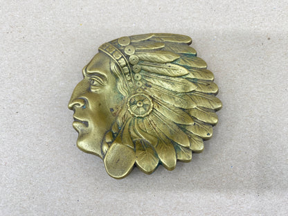 Antique Native American Chief Brass Ashtray at Duckwells