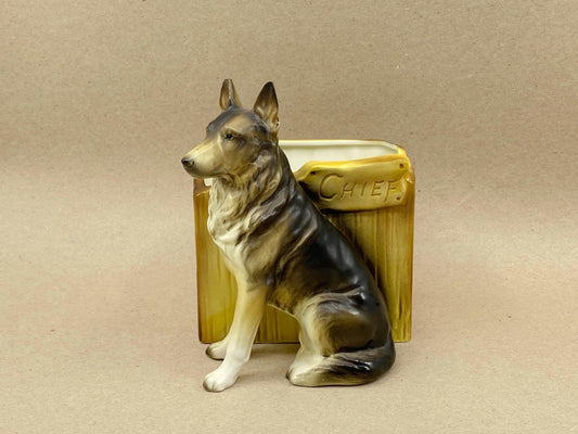 Vintage Ceramic German Shepard Planter by Lego Japan