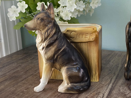 Vintage Ceramic German Shepard Planter by Lego Japan