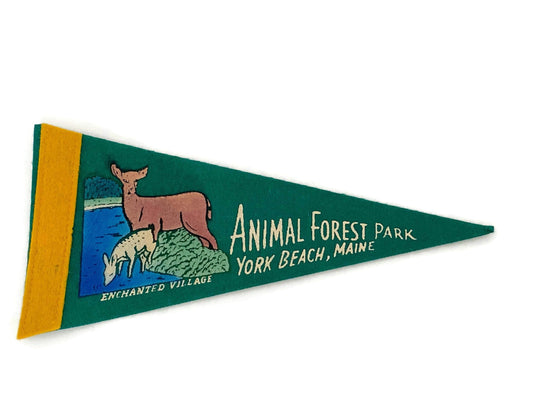 Vintage York Beach Maine Pennant - Animal Forest Park