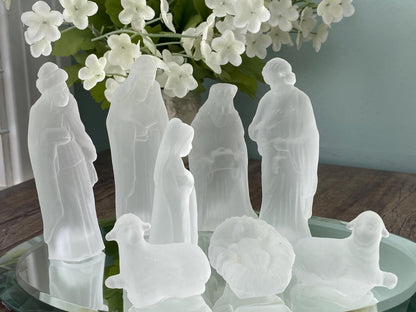 Vintage Frosted Glass Nativity Set at Duckwells