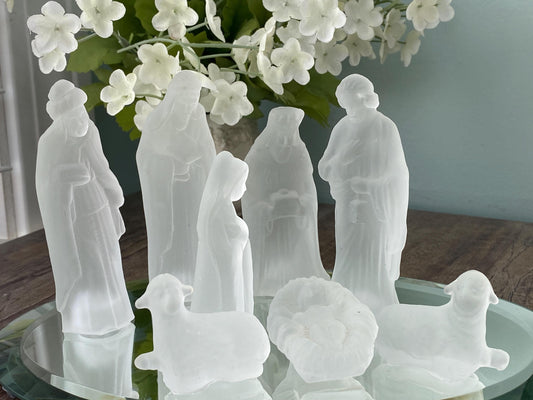 Vintage Frosted Glass Nativity Set at Duckwells