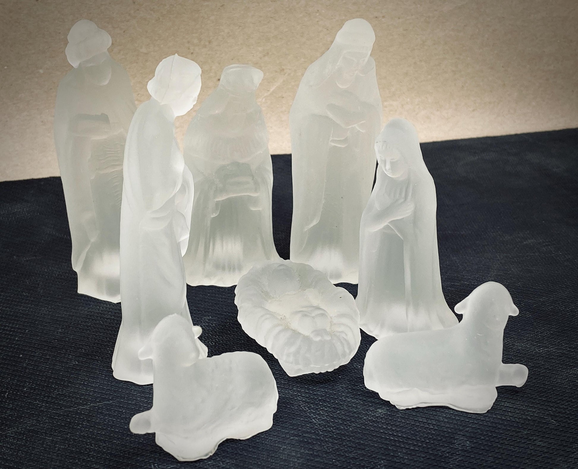 Vintage Frosted Glass Nativity Set at Duckwells