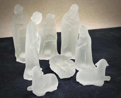 Vintage Frosted Glass Nativity Set at Duckwells