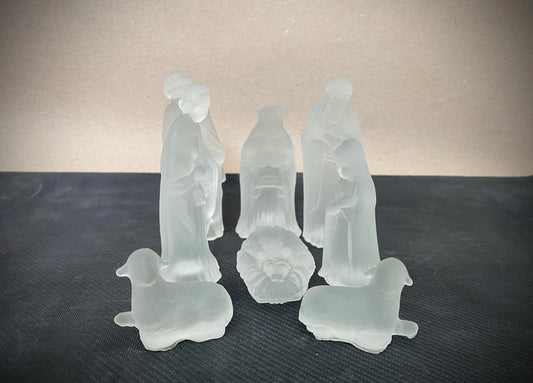 Vintage Frosted Glass Nativity Set at Duckwells