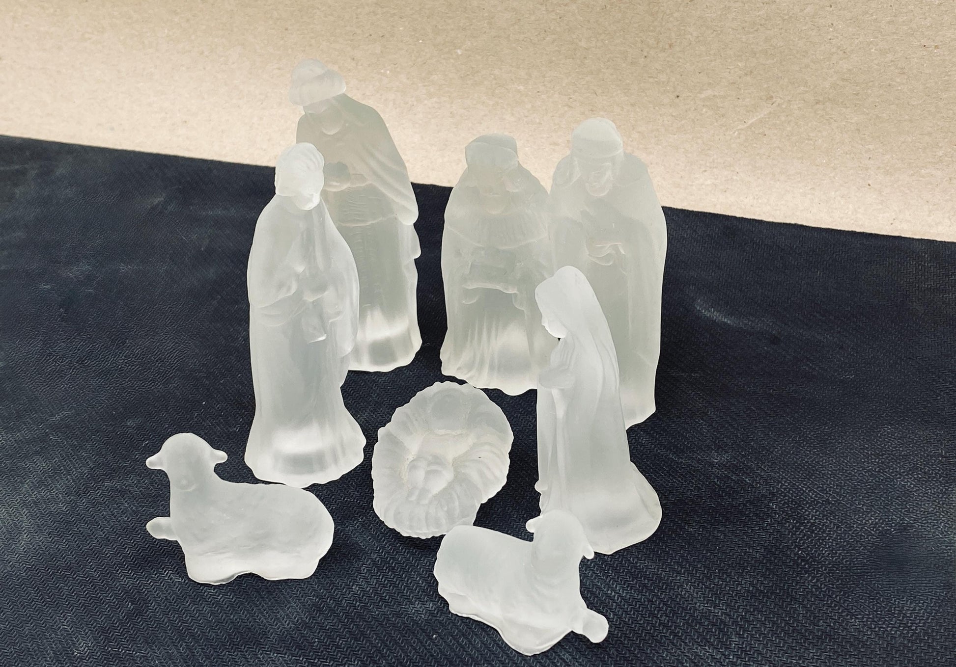 Vintage Frosted Glass Nativity Set at Duckwells