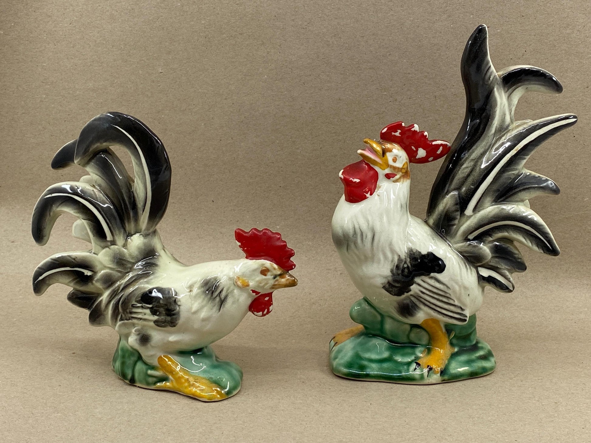Vintage Lefton Ceramic Rooster and Hen Figurines at Duckwells