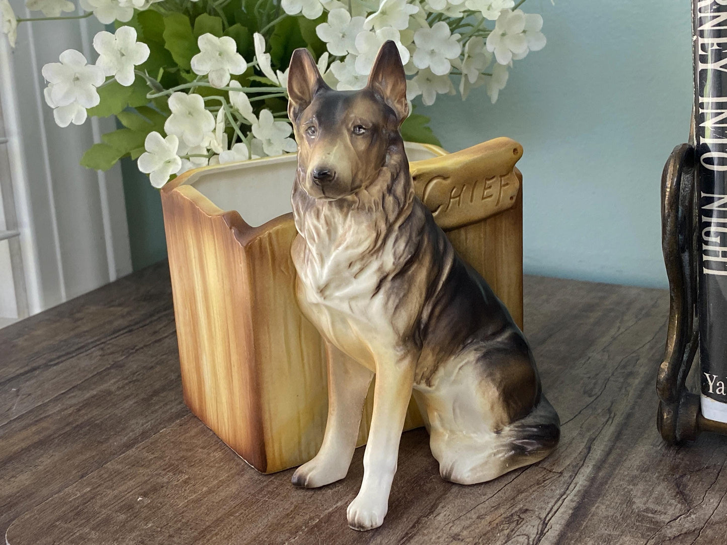 Vintage Ceramic German Shepard Planter by Lego Japan