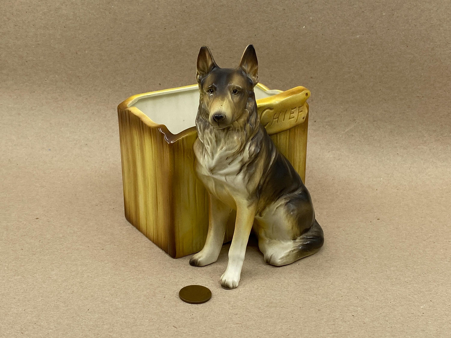Vintage Ceramic German Shepard Planter by Lego Japan