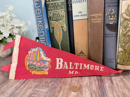 Vintage Baltimore Maryland Felt Pennant at Duckwells