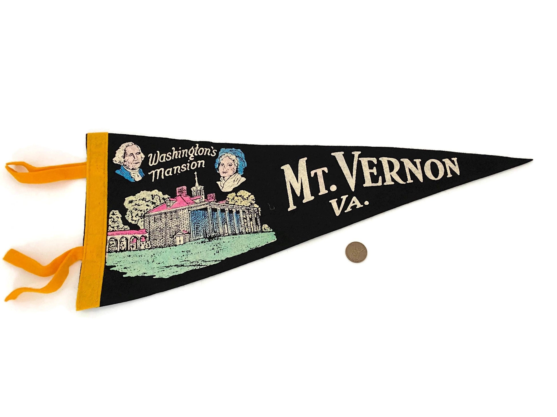 Vintage Mount Vernon Pennant - Midcentury Virginia Felt Travel Souvenir at Duckwells
