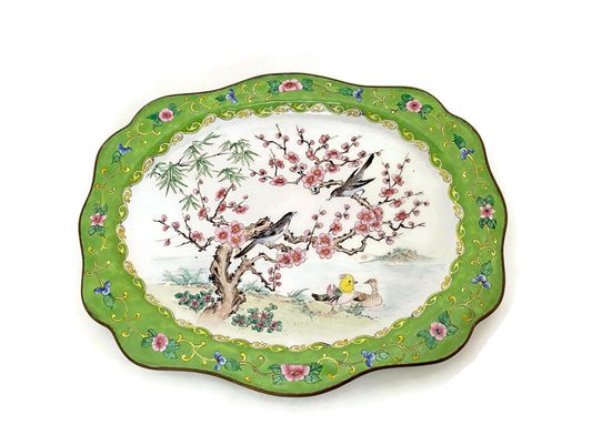 Antique Chinese Enamel Cloisonne Tray at Duckwells