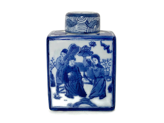 Vintage Japanese Blue and White Canton Tea Caddy