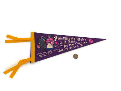Vintage Pennsylvania Dutch Country Souvenir Felt Pennant at Duckwells