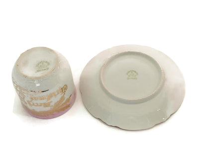 Antique Christmas Pink and White Demitasse Cup & Saucer at Duckwells