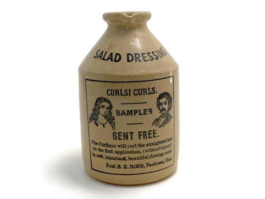 Vintage Stoneware Jug with Advertising for Hair Curl Product at Duckwells