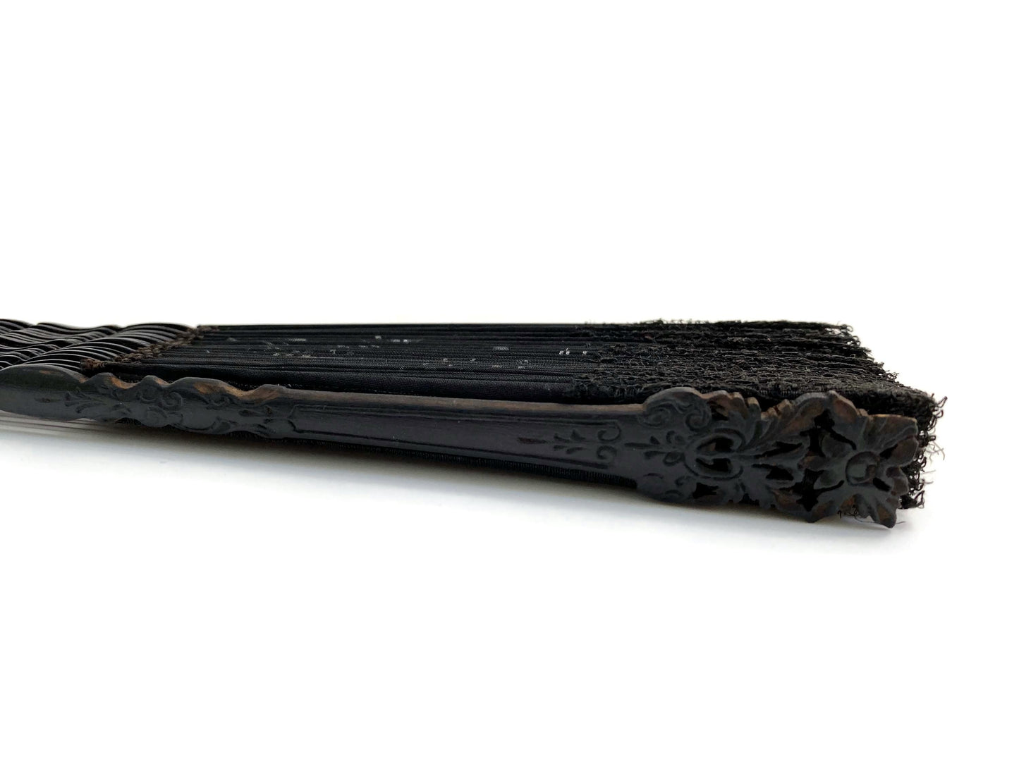 Vintage Black Celluloid and Lace Folding Fan at Duckwells