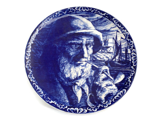 Vintage Delfts Old Fisherman Charger Plate by Boch Freres