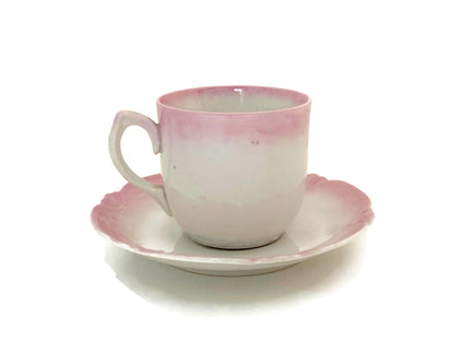 Antique Christmas Pink and White Demitasse Cup & Saucer at Duckwells
