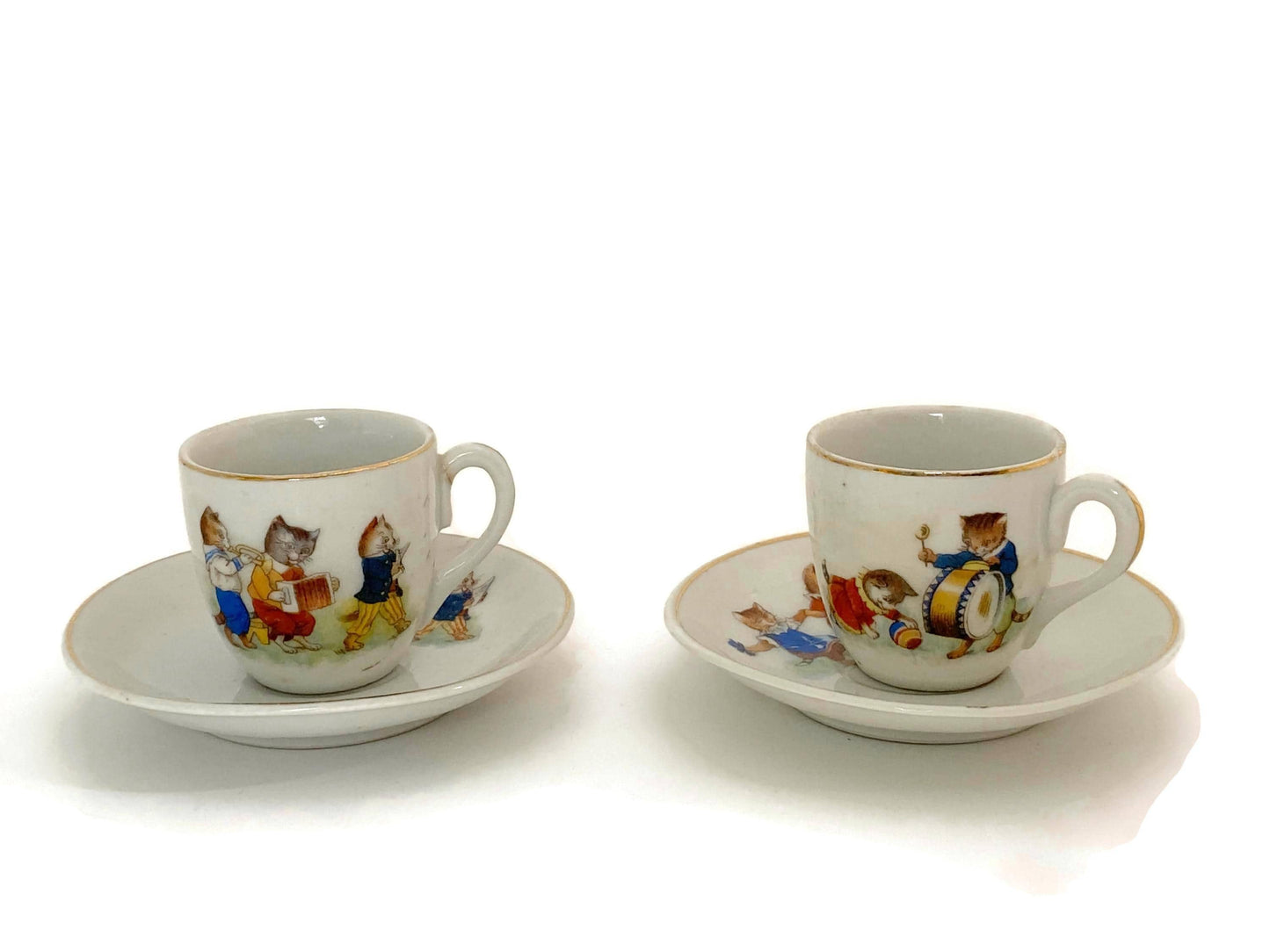 Antique German Porcelain Child's Cup & Saucer Sets at Duckwells