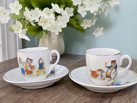 Antique German Porcelain Child's Cup & Saucer Sets at Duckwells