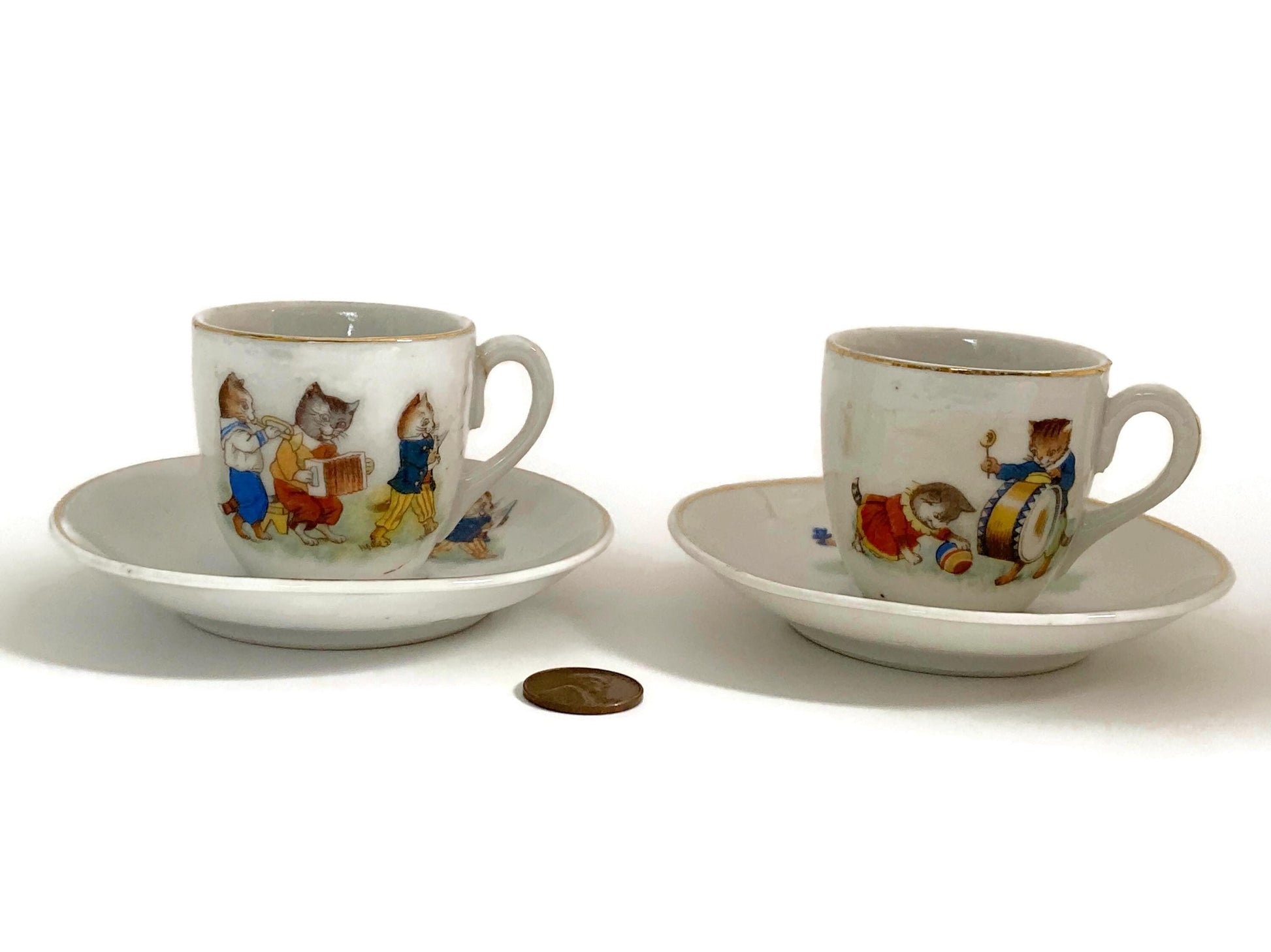 Antique German Porcelain Child's Cup & Saucer Sets at Duckwells