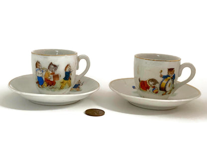 Antique German Porcelain Child's Cup & Saucer Sets at Duckwells