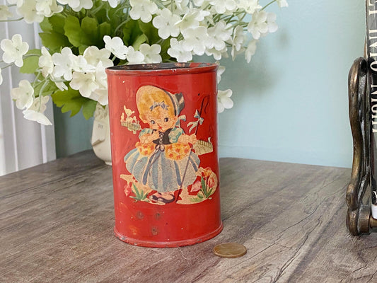 Vintage Painted and Decaled Tin Can at Duckwells
