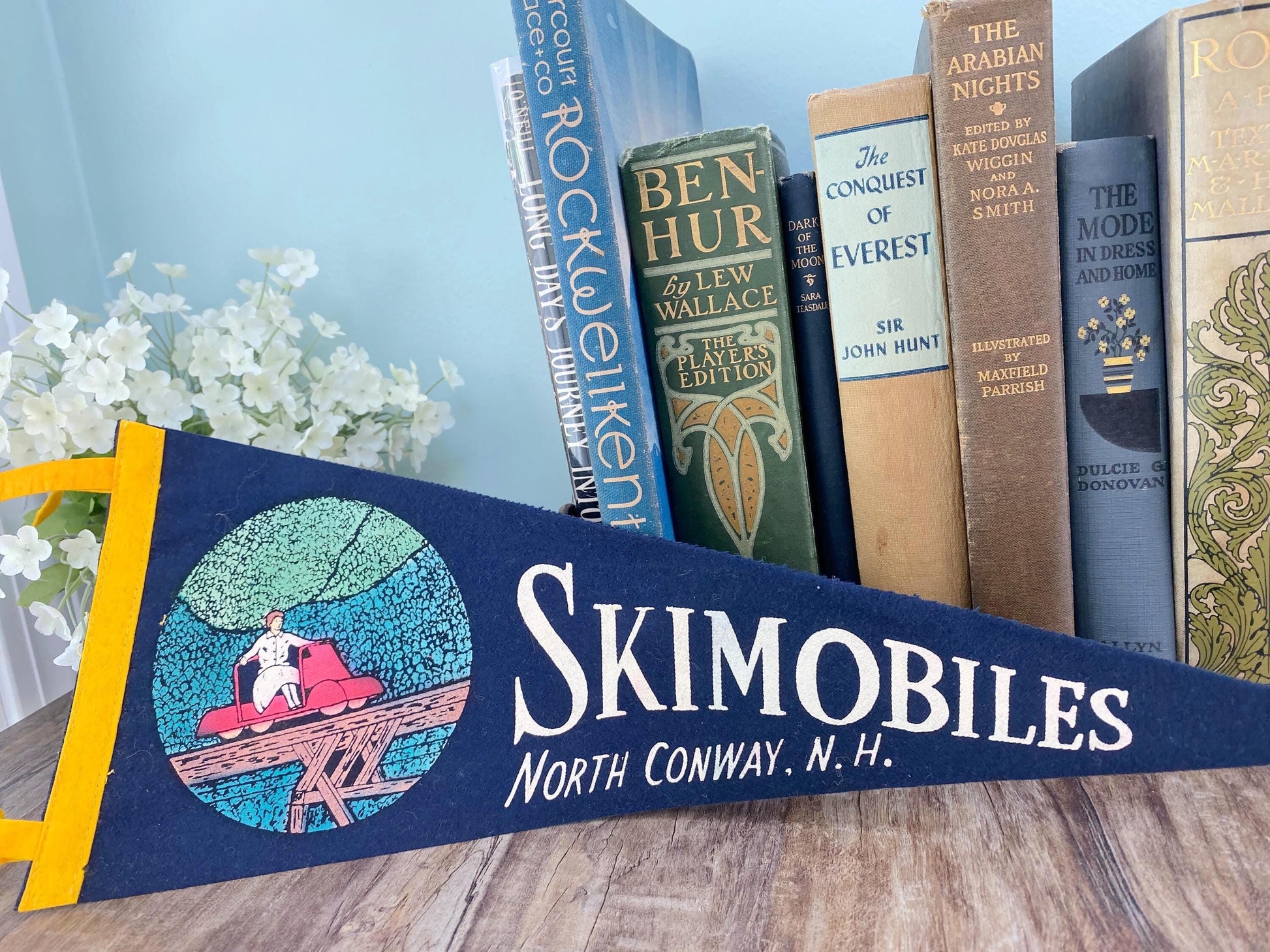 Vintage Skimobiles North Conway New Hampshire Pennant at Duckwells