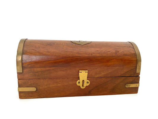 Vintage Nautical Box Made of Wood and Brass at Duckwells